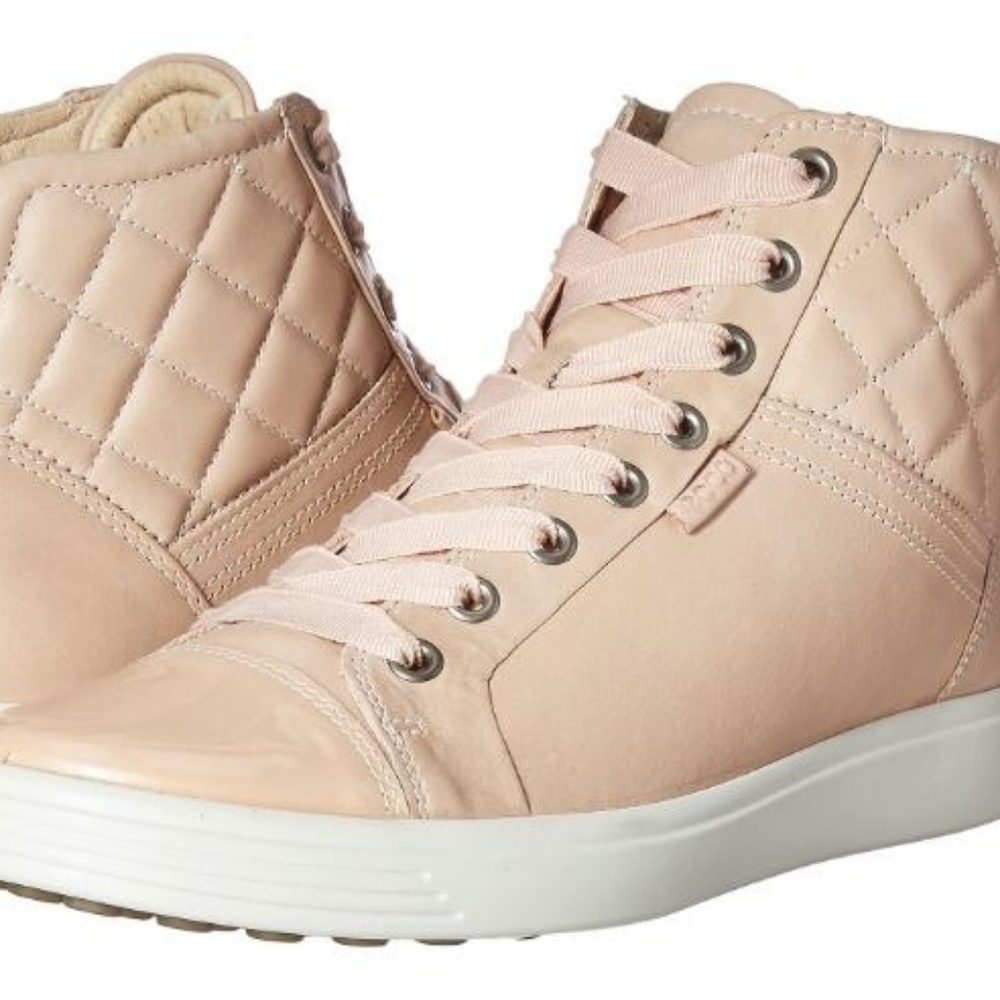 ECCO Leather High Top Fashion Sneaker Blush 11 42